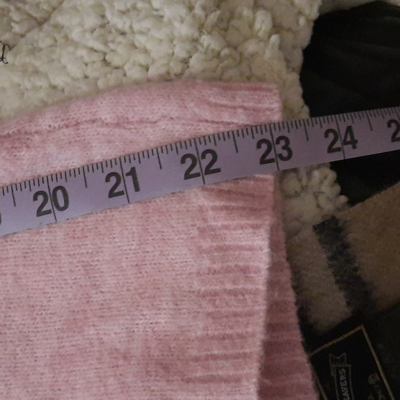 NWT H&M Women's CASHMERE LOOK Sweater L Pink Gray Stripes And Cell Touch Gloves - Picture 12 of 15